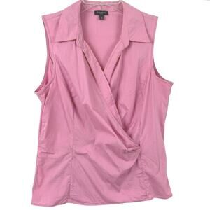 Talbots Pink Wrap Style Sleeveless Blouse Career Preppy Office Top 12P